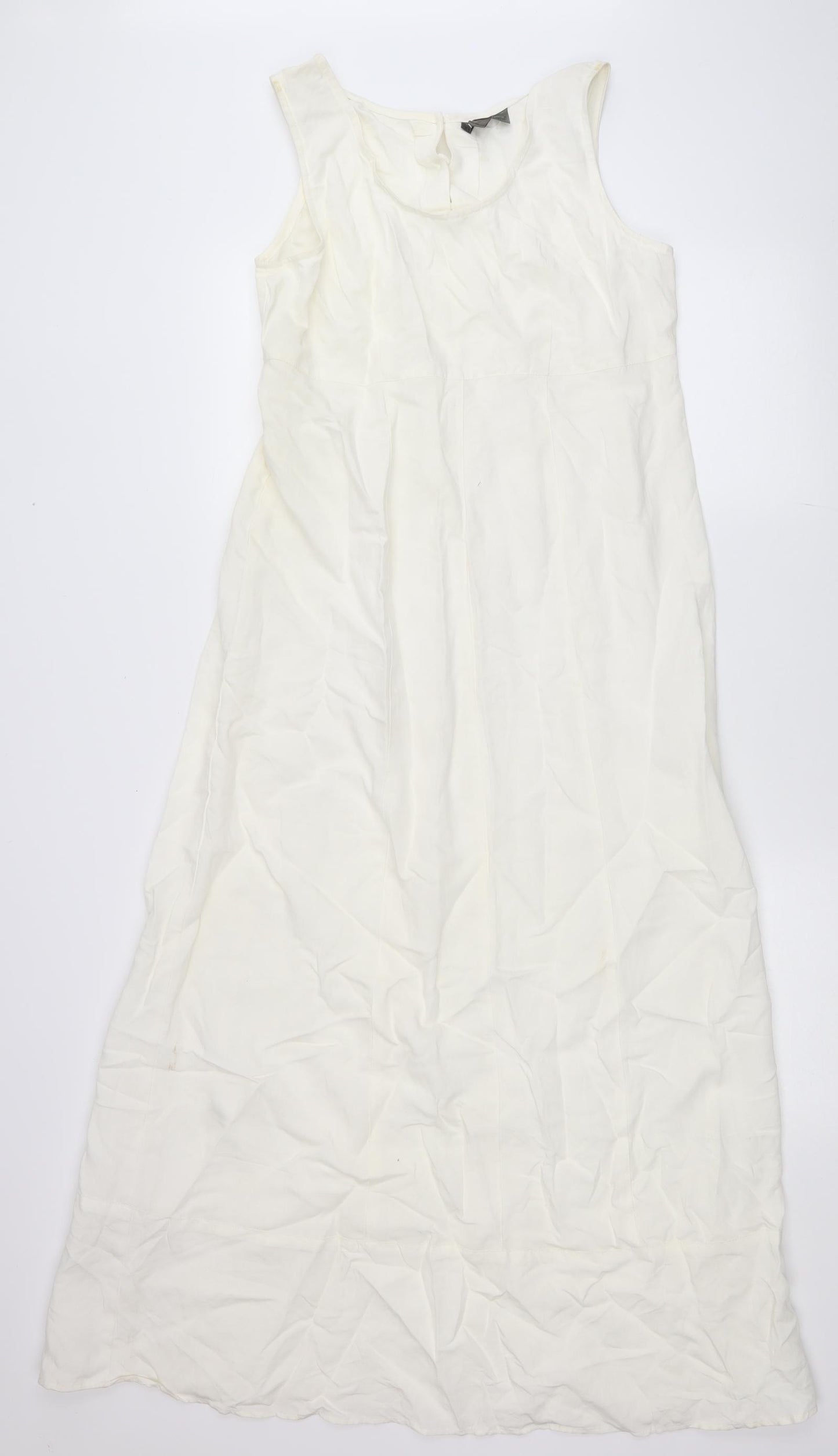 Jigsaw Womens Ivory Linen Maxi Size XS Round Neck Button