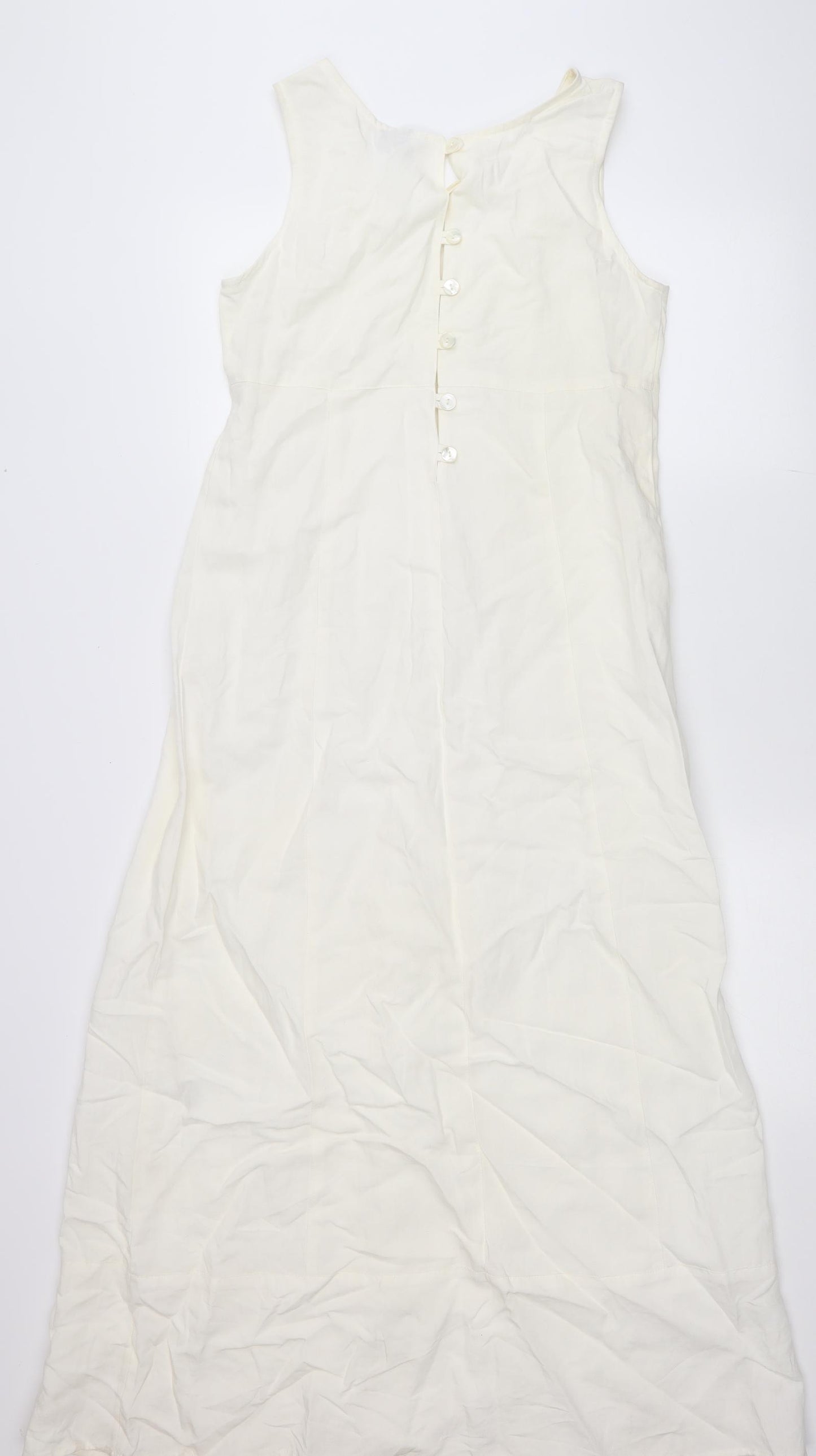 Jigsaw Womens Ivory Linen Maxi Size XS Round Neck Button