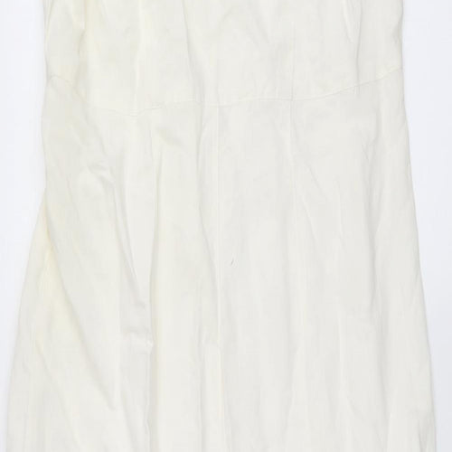 Jigsaw Womens Ivory Linen Maxi Size XS Round Neck Button