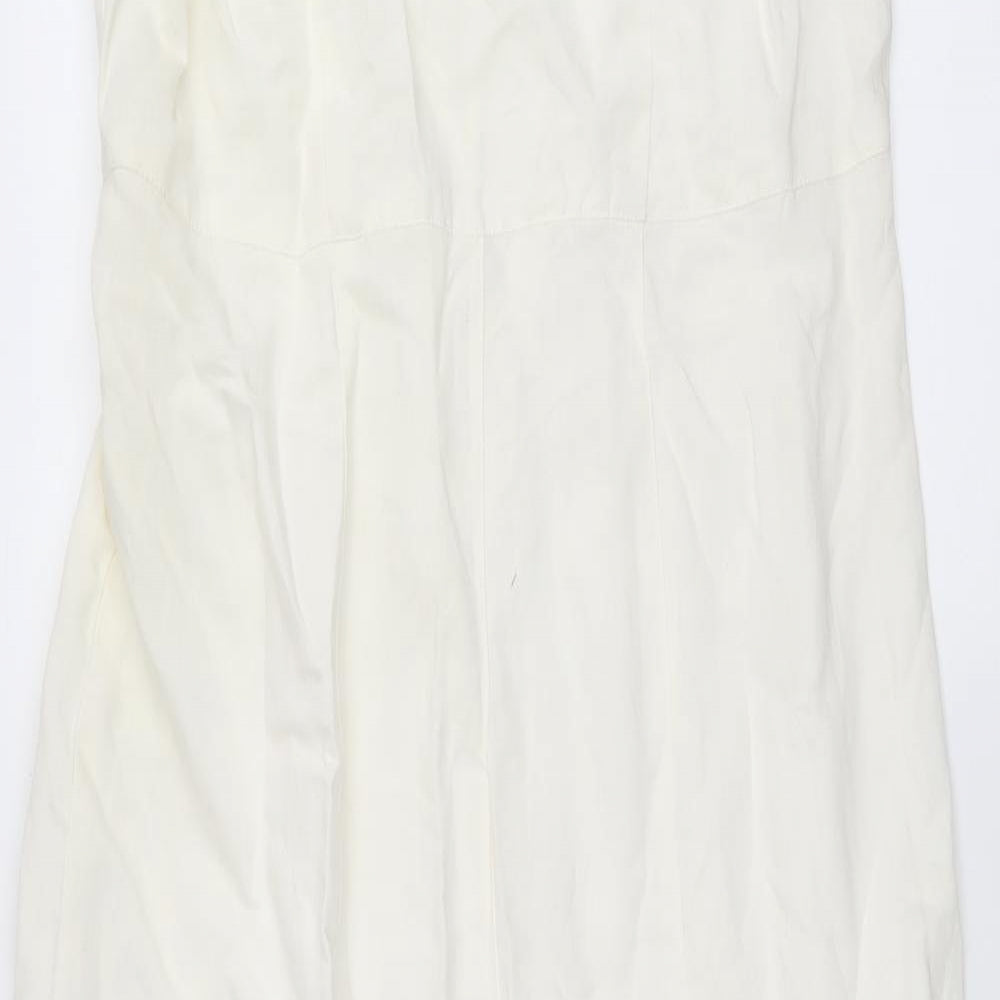 Jigsaw Womens Ivory Linen Maxi Size XS Round Neck Button