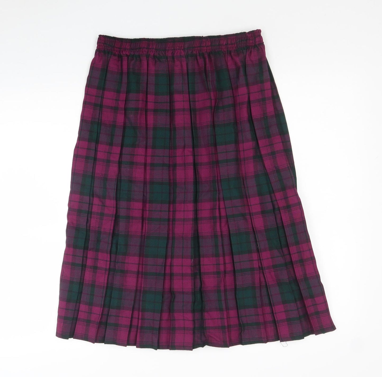 Preworn Womens Purple Plaid Polyester Pleated Skirt Size L