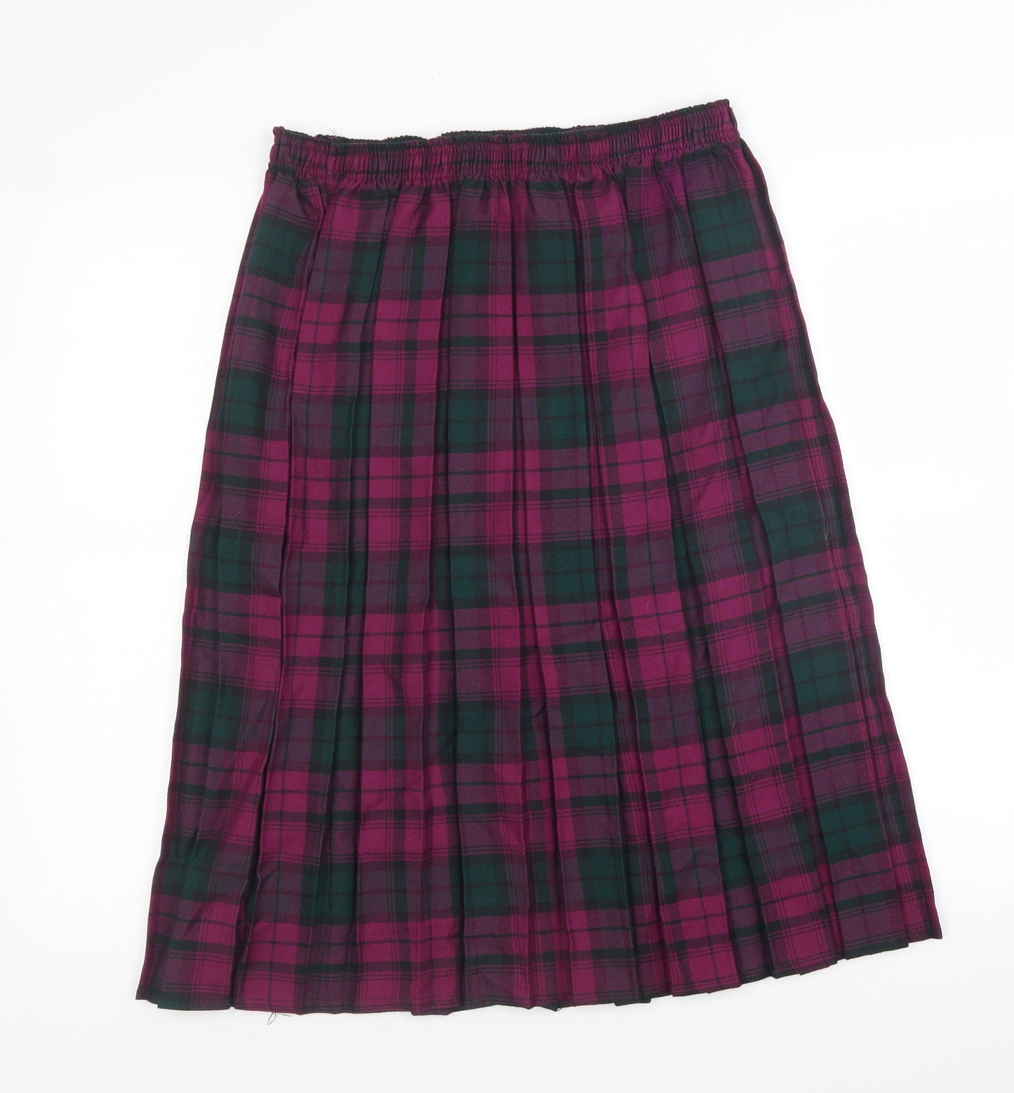 Preworn Womens Purple Plaid Polyester Pleated Skirt Size L