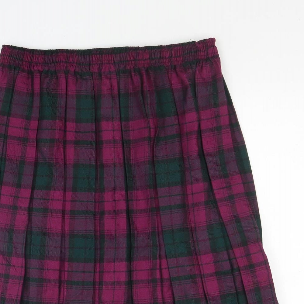 Preworn Womens Purple Plaid Polyester Pleated Skirt Size L