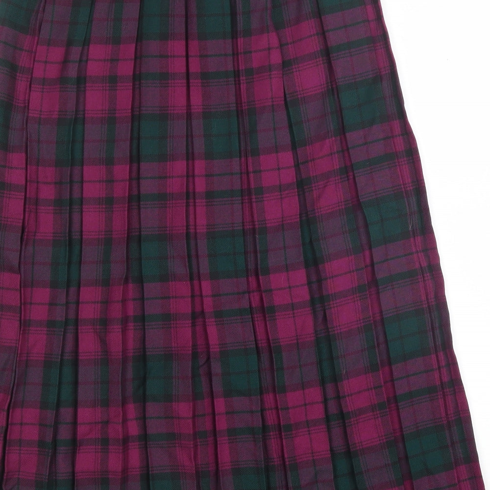 Preworn Womens Purple Plaid Polyester Pleated Skirt Size L