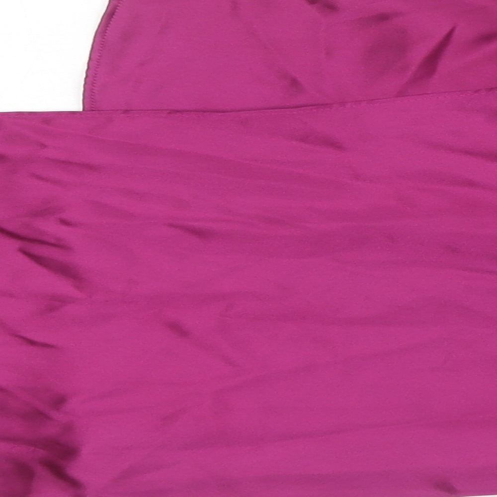 Zara Womens Purple Polyester Slip Dress Size M Square Neck Zip