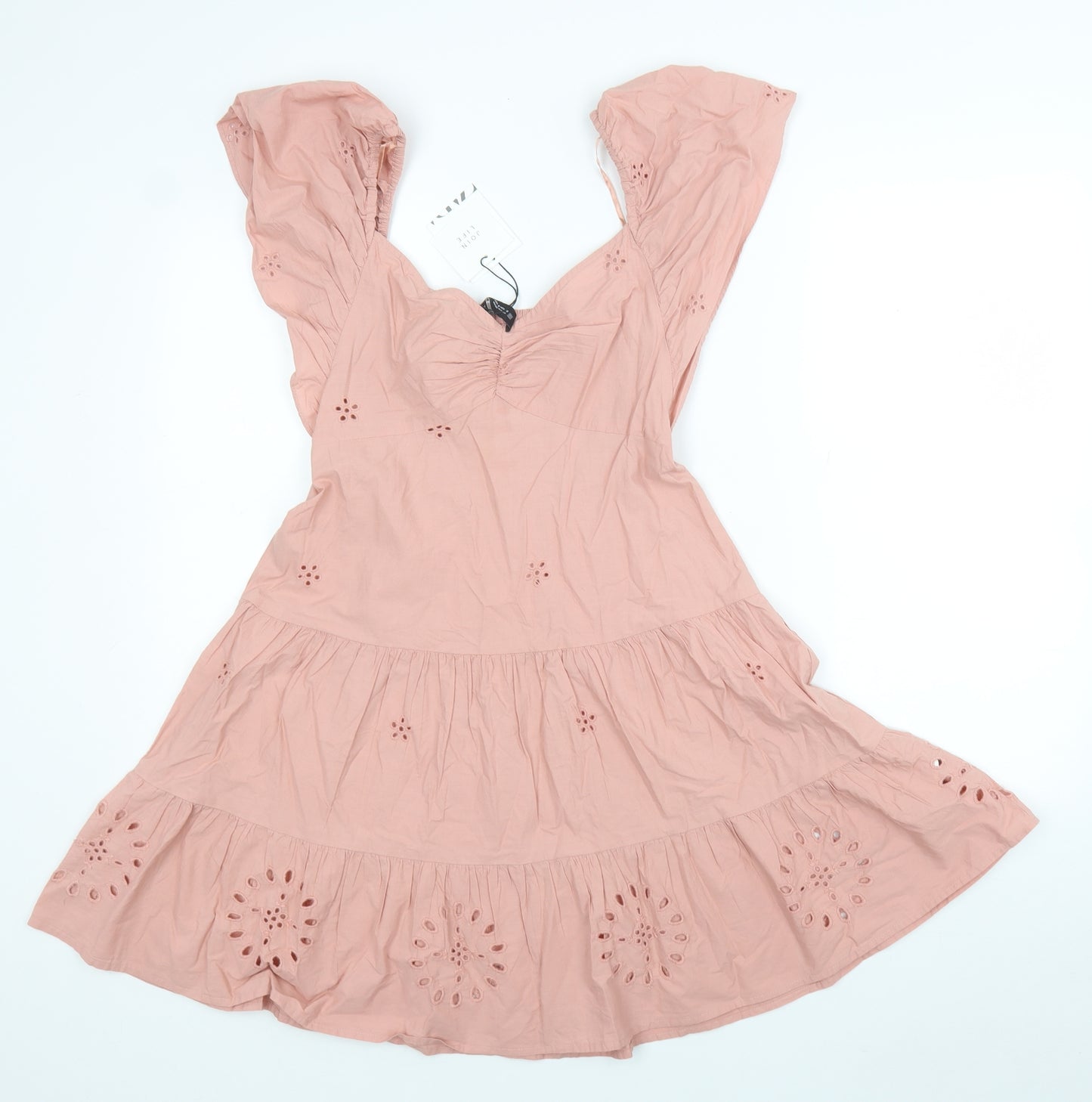 Zara Womens Pink Cotton Fit & Flare Size S Sweetheart Pullover