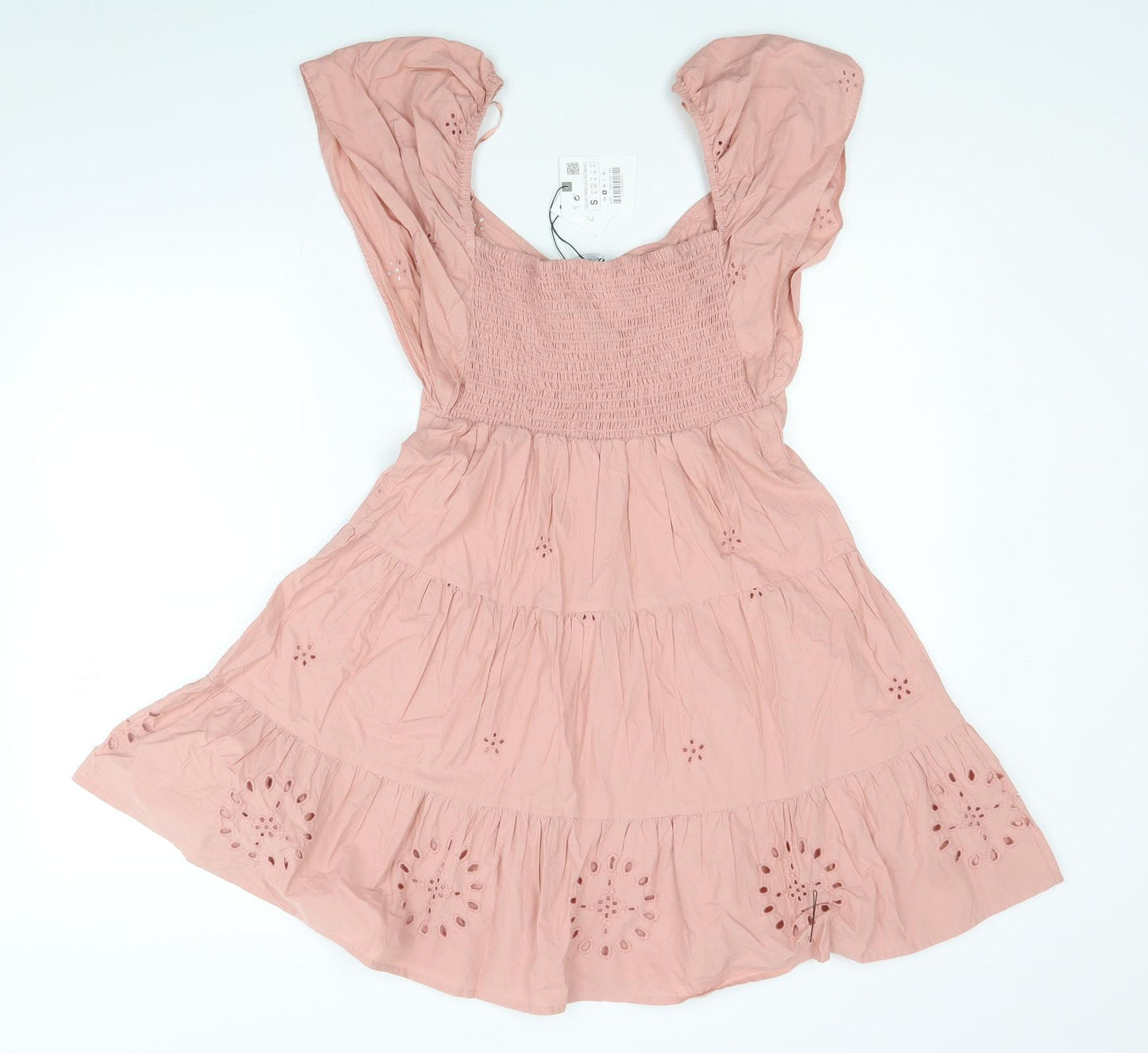 Zara Womens Pink Cotton Fit & Flare Size S Sweetheart Pullover