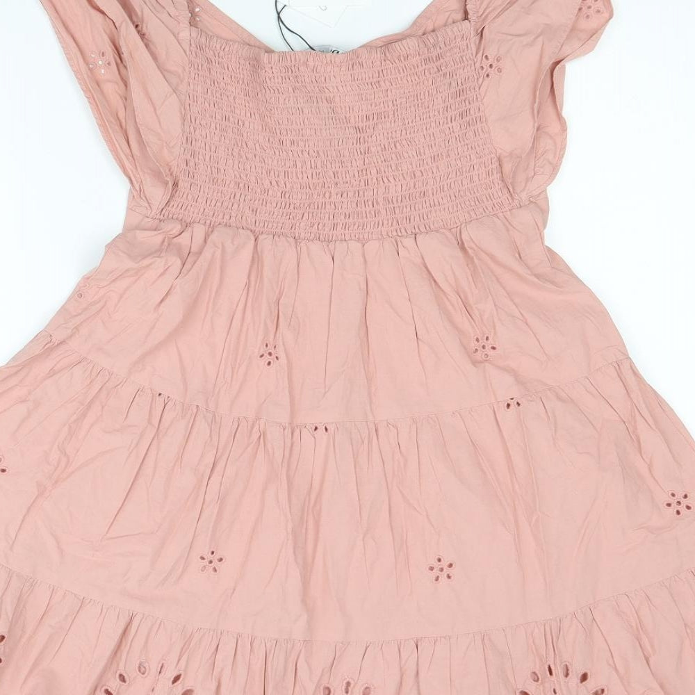 Zara Womens Pink Cotton Fit & Flare Size S Sweetheart Pullover