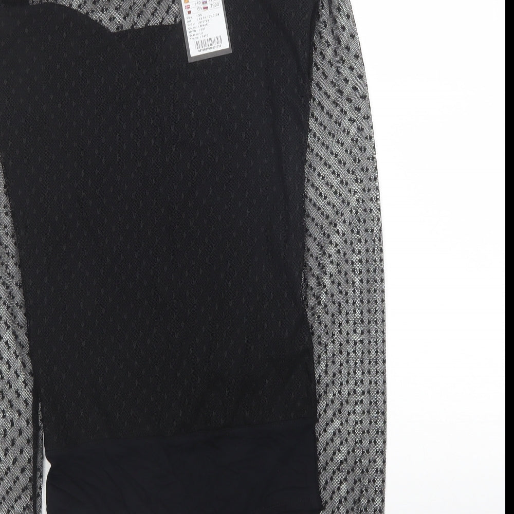 Amisu Womens Black Geometric Cotton Bodysuit One-Piece Size XS Button