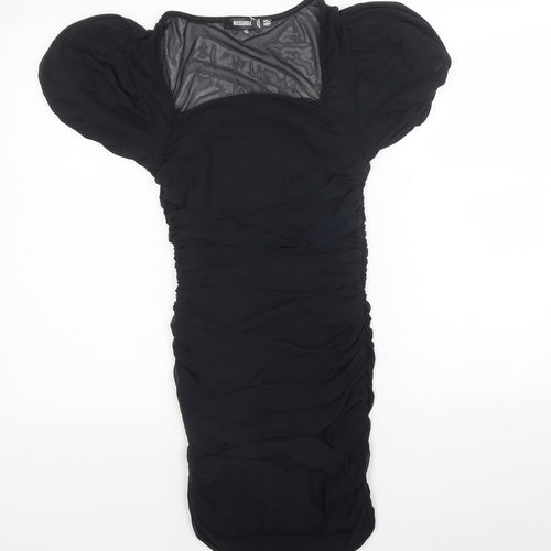 Missguided Womens Black Polyester Mini Size 10 Square Neck Pullover