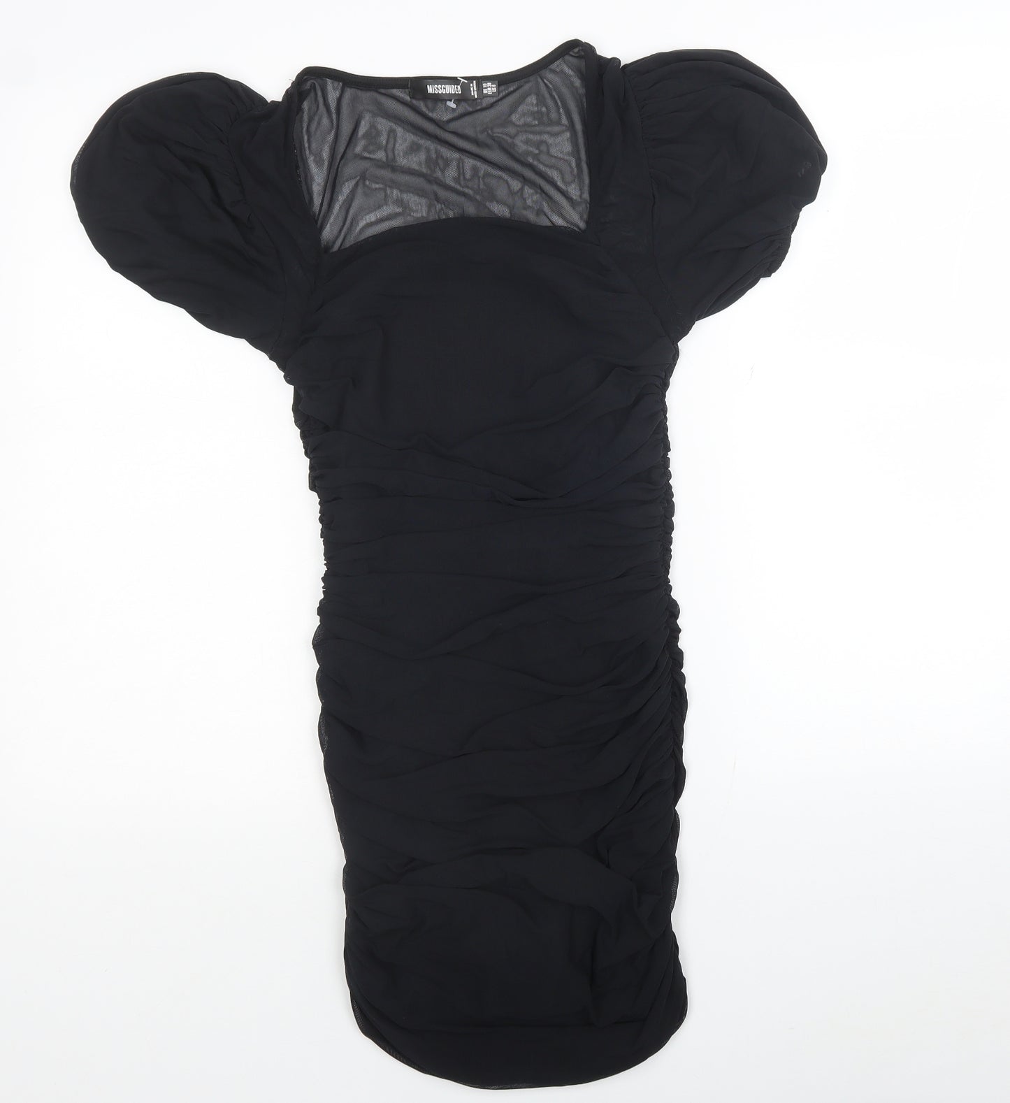 Missguided Womens Black Polyester Mini Size 10 Square Neck Pullover