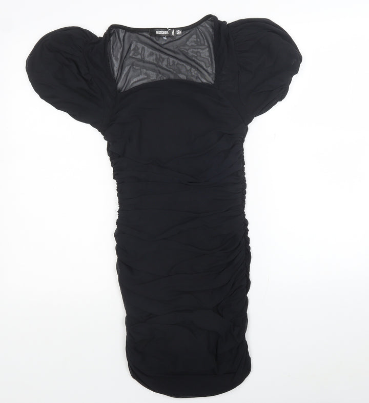 Missguided Womens Black Polyester Mini Size 10 Square Neck Pullover