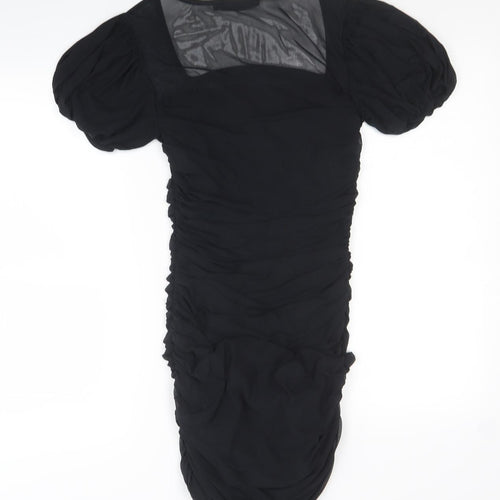 Missguided Womens Black Polyester Mini Size 10 Square Neck Pullover