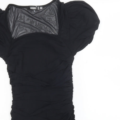 Missguided Womens Black Polyester Mini Size 10 Square Neck Pullover