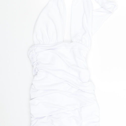 Zara Womens White Polyester Mini Size XS Halter Zip