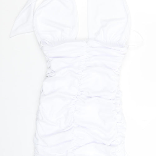 Zara Womens White Polyester Mini Size XS Halter Zip