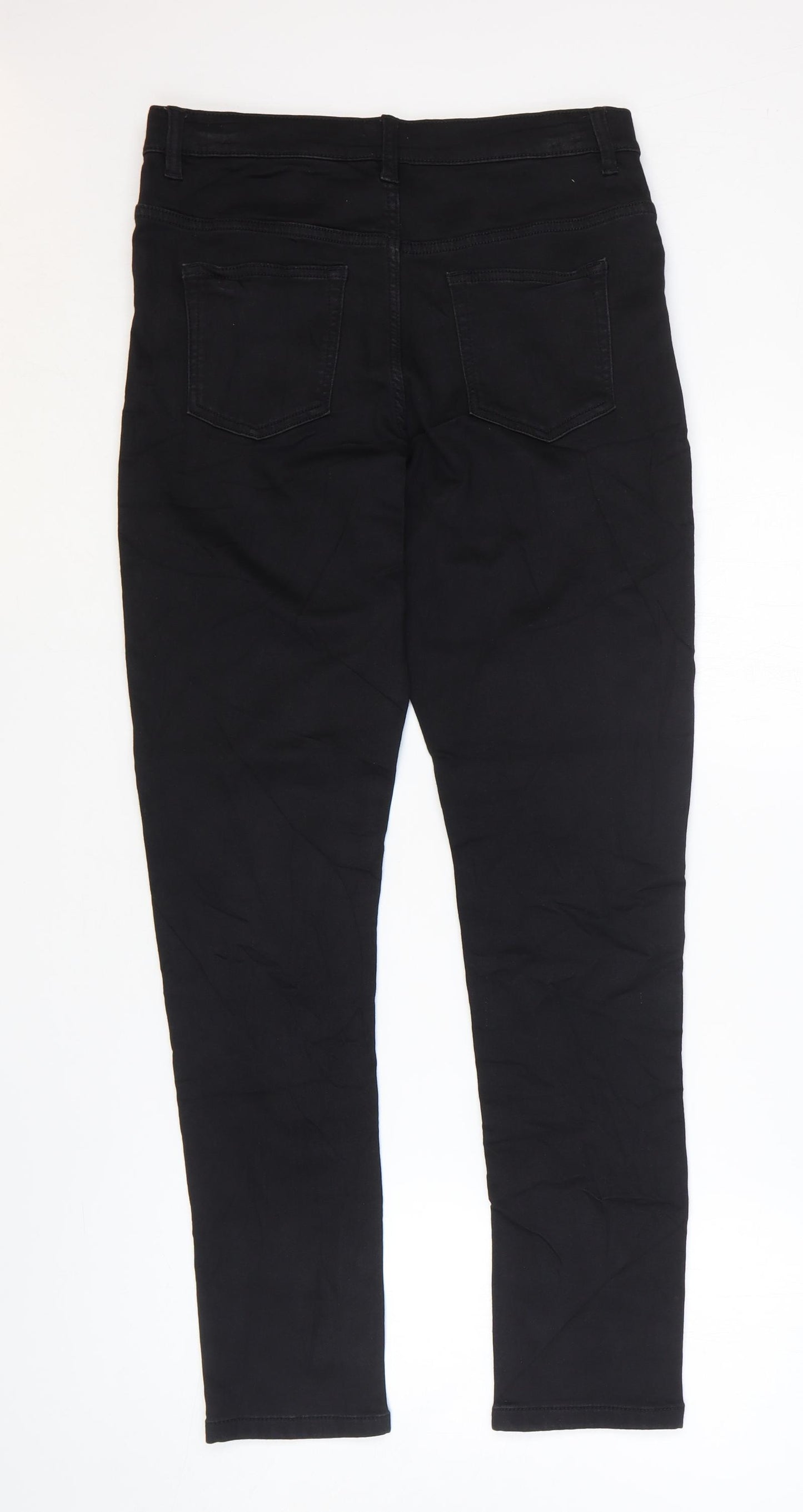 Marks and Spencer Girls Black Cotton Skinny Jeans Size 14-15 Years Regular Zip