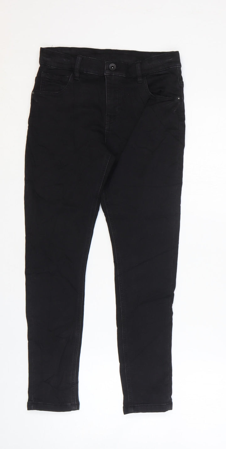 Marks and Spencer Girls Black Cotton Skinny Jeans Size 10-11 Years Regular Zip