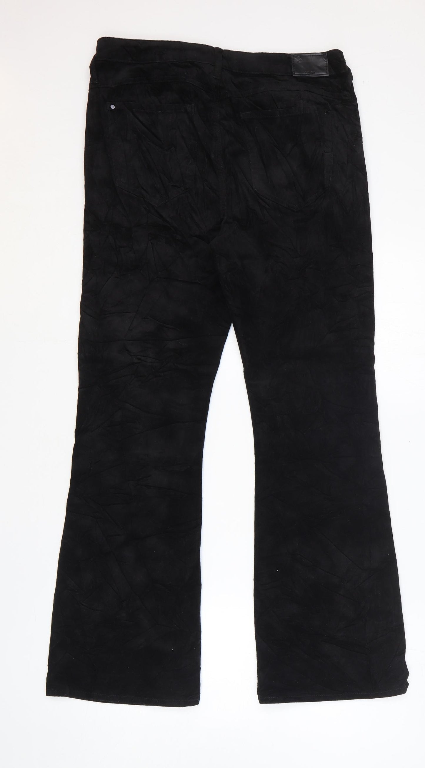 Marks and Spencer Womens Black Cotton Flared Jeans Size 14 L30 in Regular Zip