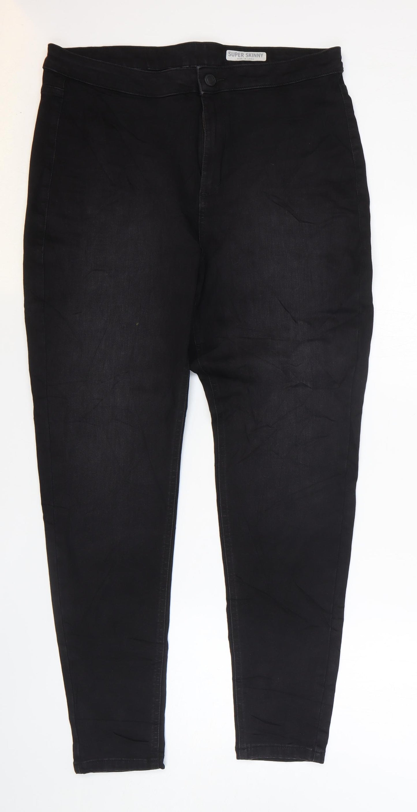 Marks and Spencer Womens Black Cotton Skinny Jeans Size 18 L29 in Regular Zip