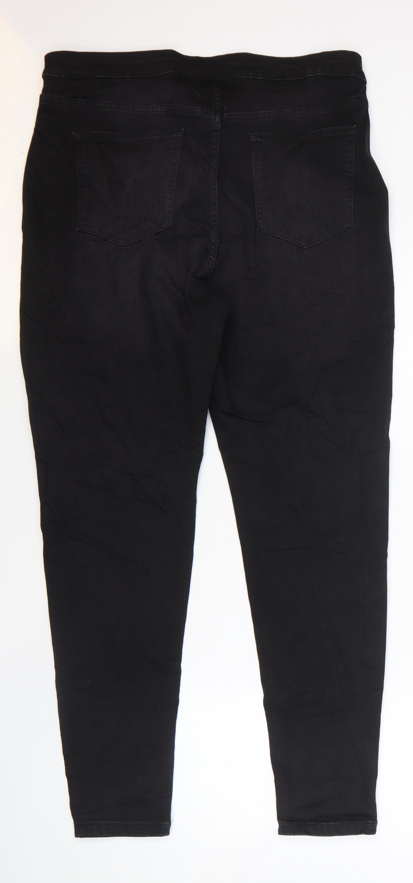 Marks and Spencer Womens Black Cotton Skinny Jeans Size 18 L29 in Regular Zip