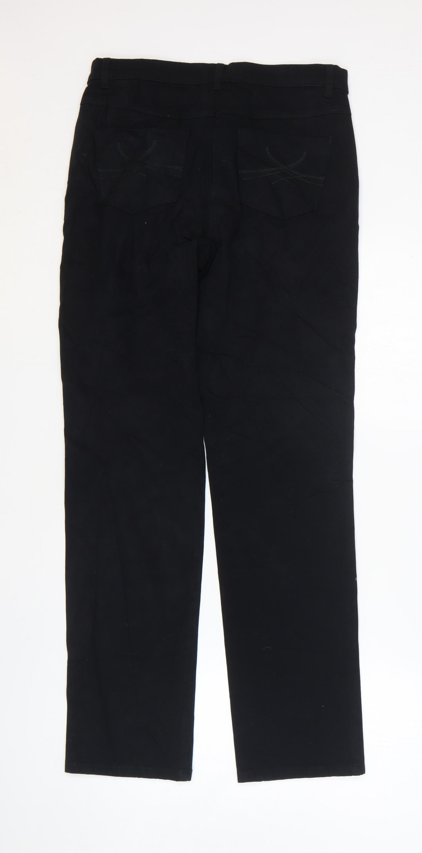 Marks and Spencer Womens Black Cotton Straight Jeans Size 10 L29 in Regular Zip