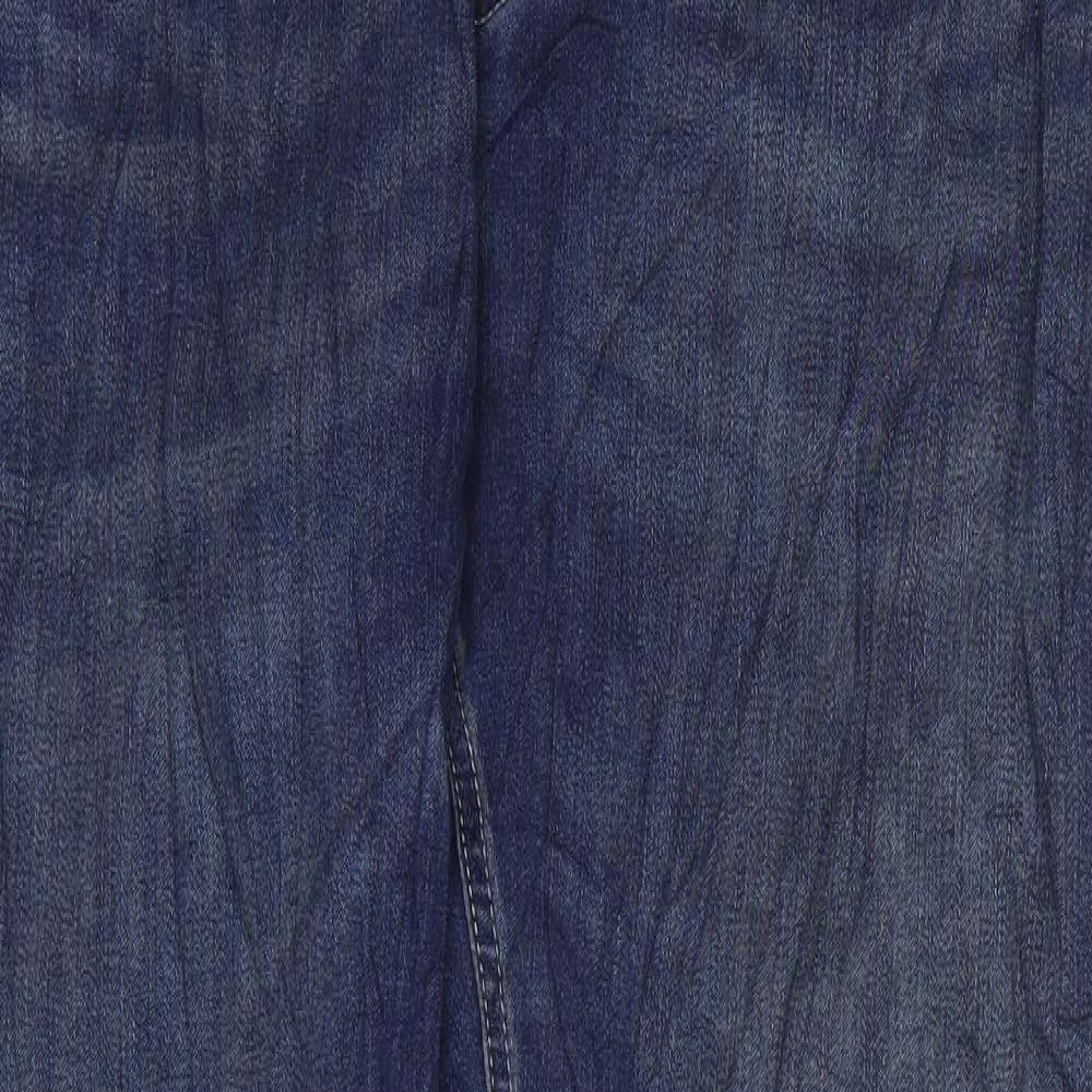 Marks and Spencer Mens Blue Cotton Straight Jeans Size 38 in L33 in Regular Zip