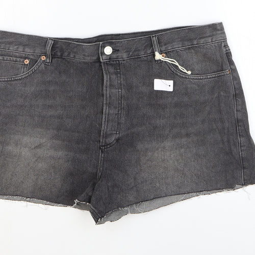 Marks and Spencer Womens Grey Cotton Bermuda Shorts Size 18 L3 in Regular Zip