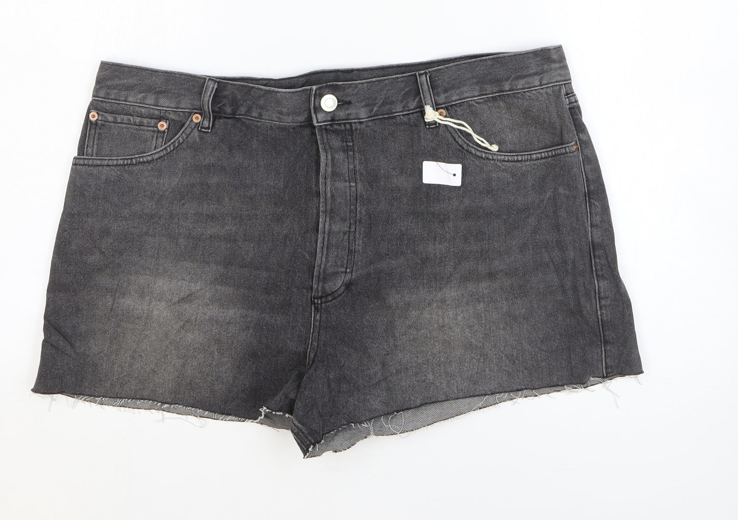 Marks and Spencer Womens Grey Cotton Bermuda Shorts Size 18 L3 in Regular Zip