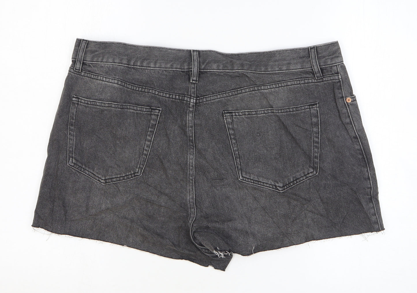 Marks and Spencer Womens Grey Cotton Bermuda Shorts Size 18 L3 in Regular Zip