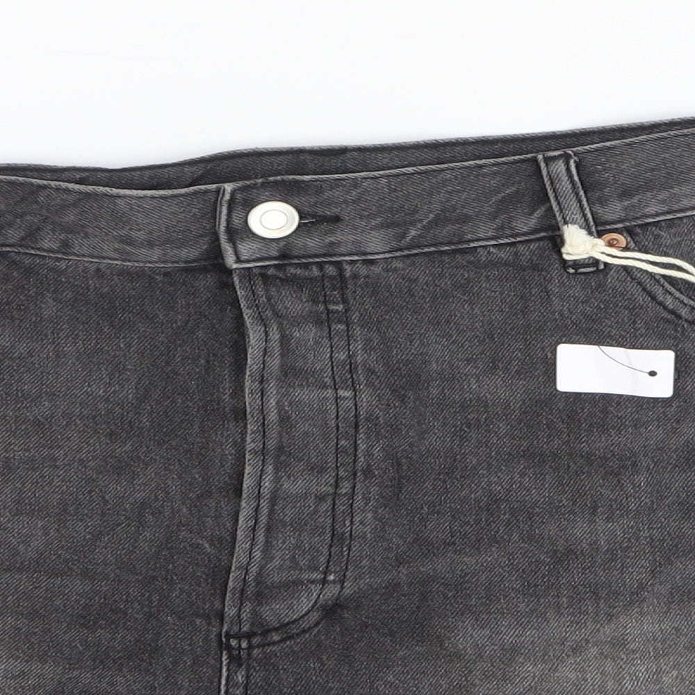 Marks and Spencer Womens Grey Cotton Bermuda Shorts Size 18 L3 in Regular Zip