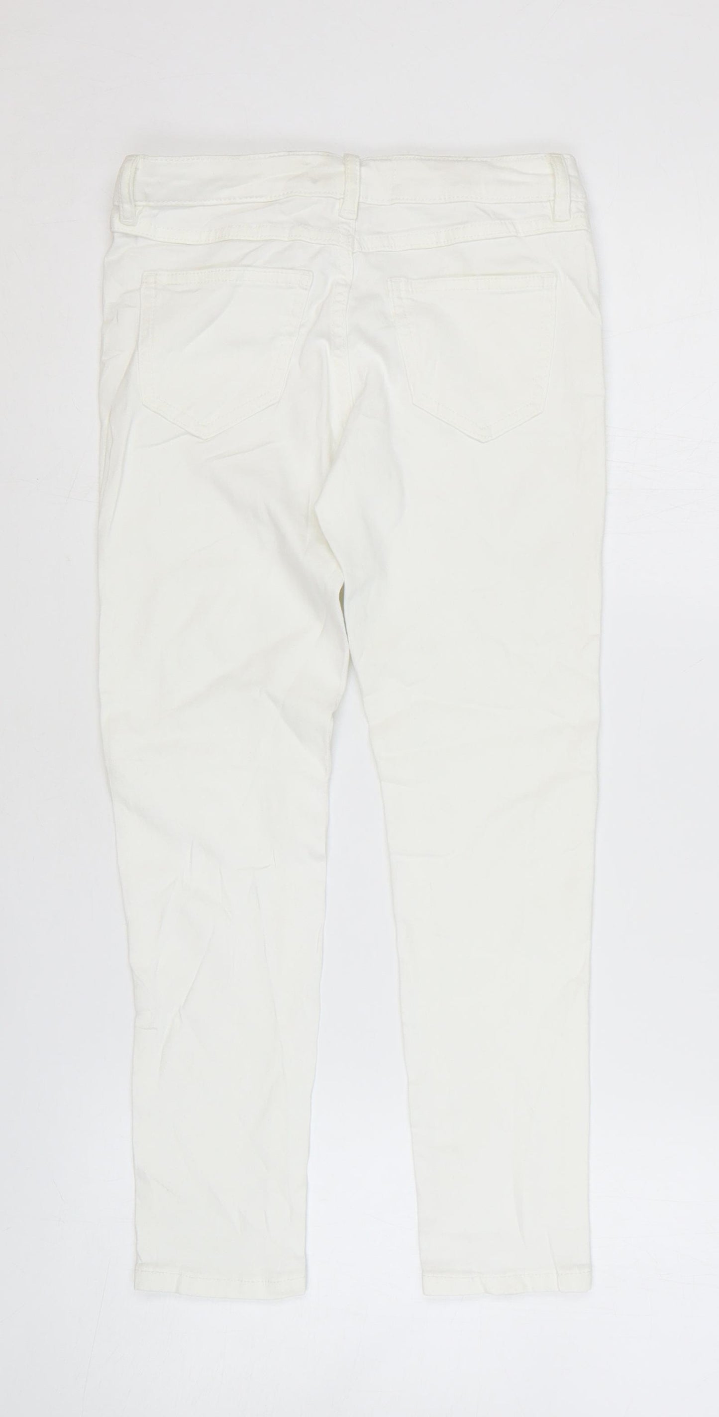 Marks and Spencer Girls White Cotton Skinny Jeans Size 8-9 Years Regular Zip