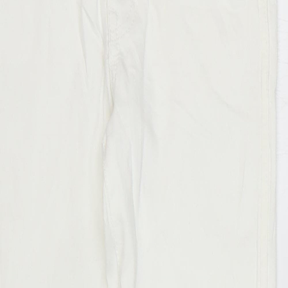 Marks and Spencer Girls White Cotton Skinny Jeans Size 8-9 Years Regular Zip