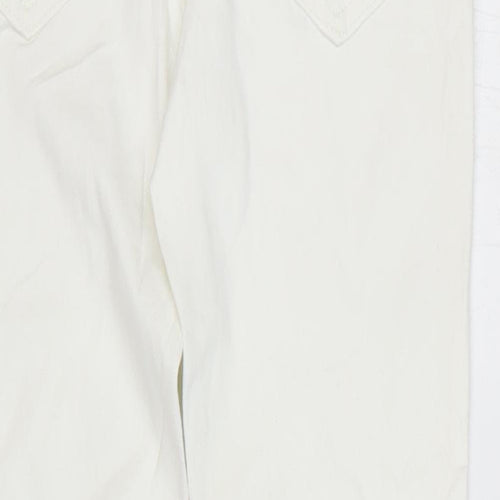 Marks and Spencer Girls White Cotton Skinny Jeans Size 8-9 Years Regular Zip