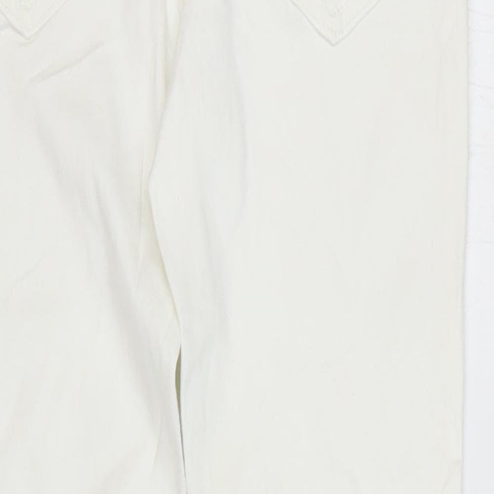 Marks and Spencer Girls White Cotton Skinny Jeans Size 8-9 Years Regular Zip