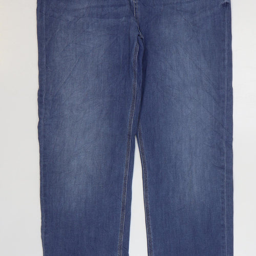 Magic Womens Blue Cotton Straight Jeans Size 34 in L20.5 in Regular Zip