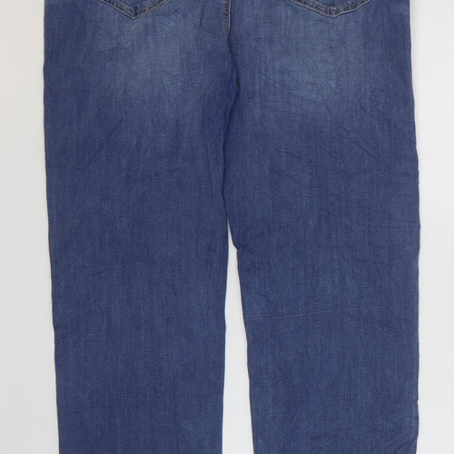 Magic Womens Blue Cotton Straight Jeans Size 34 in L20.5 in Regular Zip