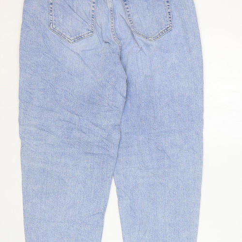 Marks and Spencer Womens Blue Cotton Mom Jeans Size 10 L25 in Regular Zip
