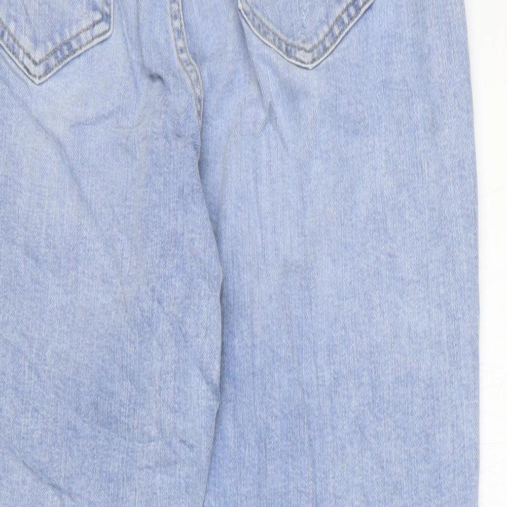 Marks and Spencer Womens Blue Cotton Mom Jeans Size 10 L25 in Regular Zip
