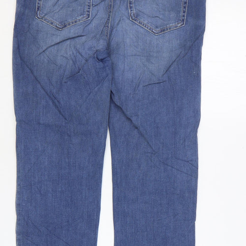 Marks and Spencer Womens Blue Cotton Straight Jeans Size 14 L27 in Regular Zip