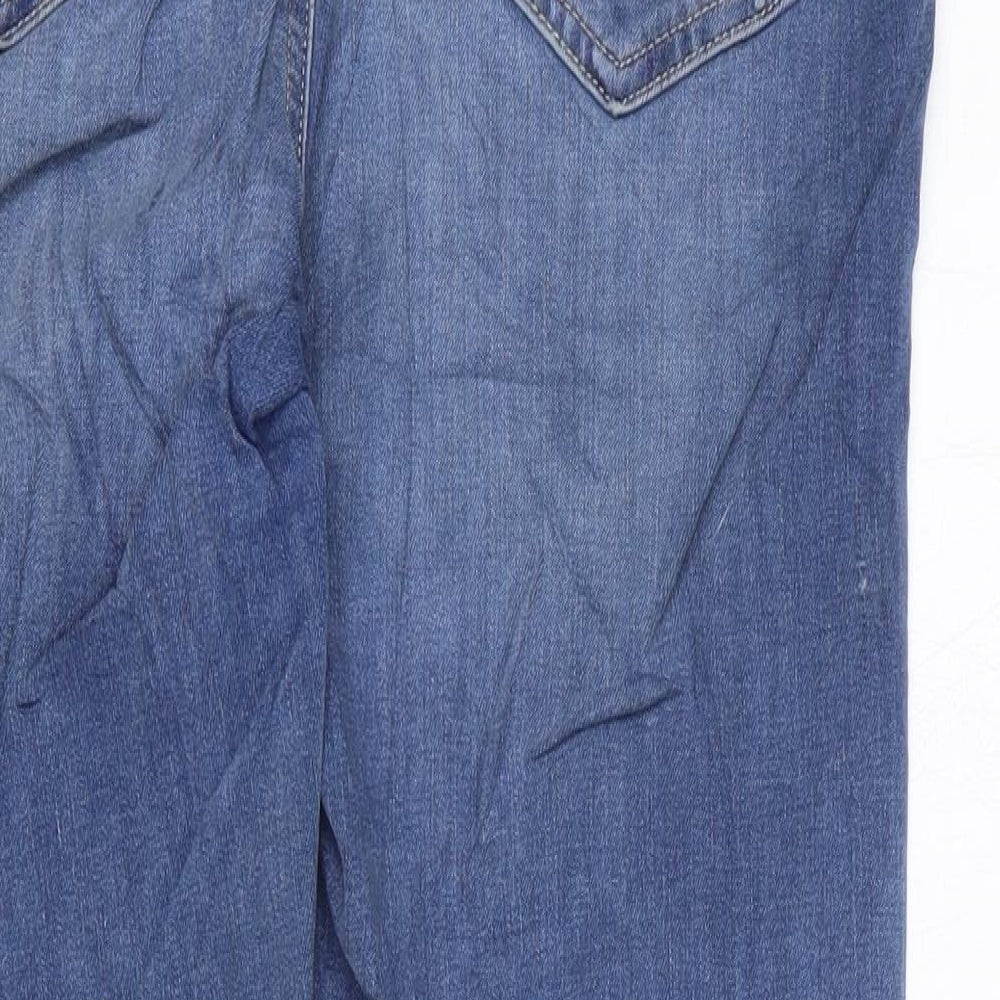 Marks and Spencer Womens Blue Cotton Straight Jeans Size 14 L27 in Regular Zip