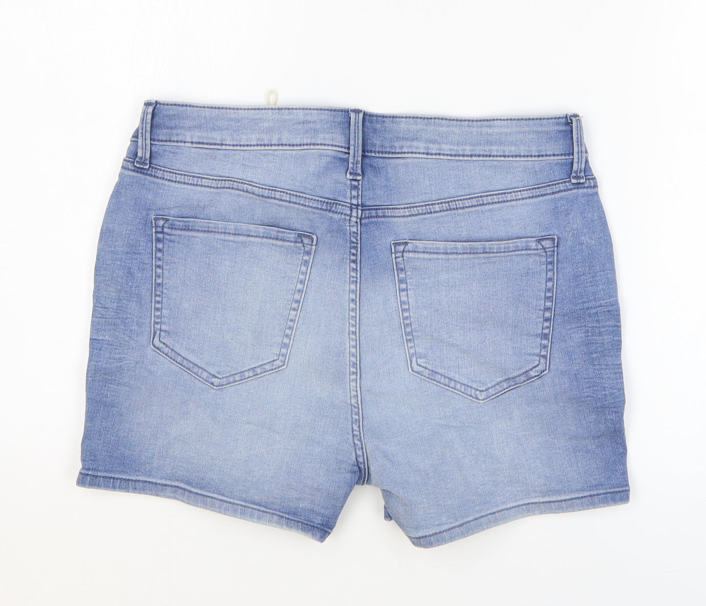 Marks and Spencer Womens Blue Cotton Bermuda Shorts Size 12 L3 in Regular Zip
