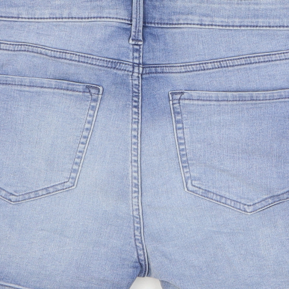 Marks and Spencer Womens Blue Cotton Bermuda Shorts Size 12 L3 in Regular Zip