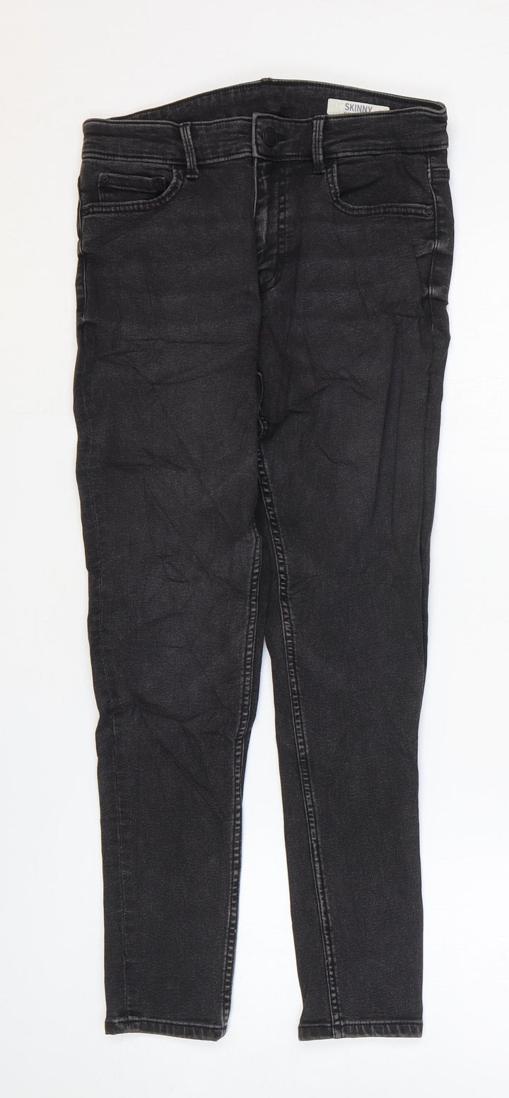 Marks and Spencer Womens Black Cotton Skinny Jeans Size 10 L25 in Regular Zip