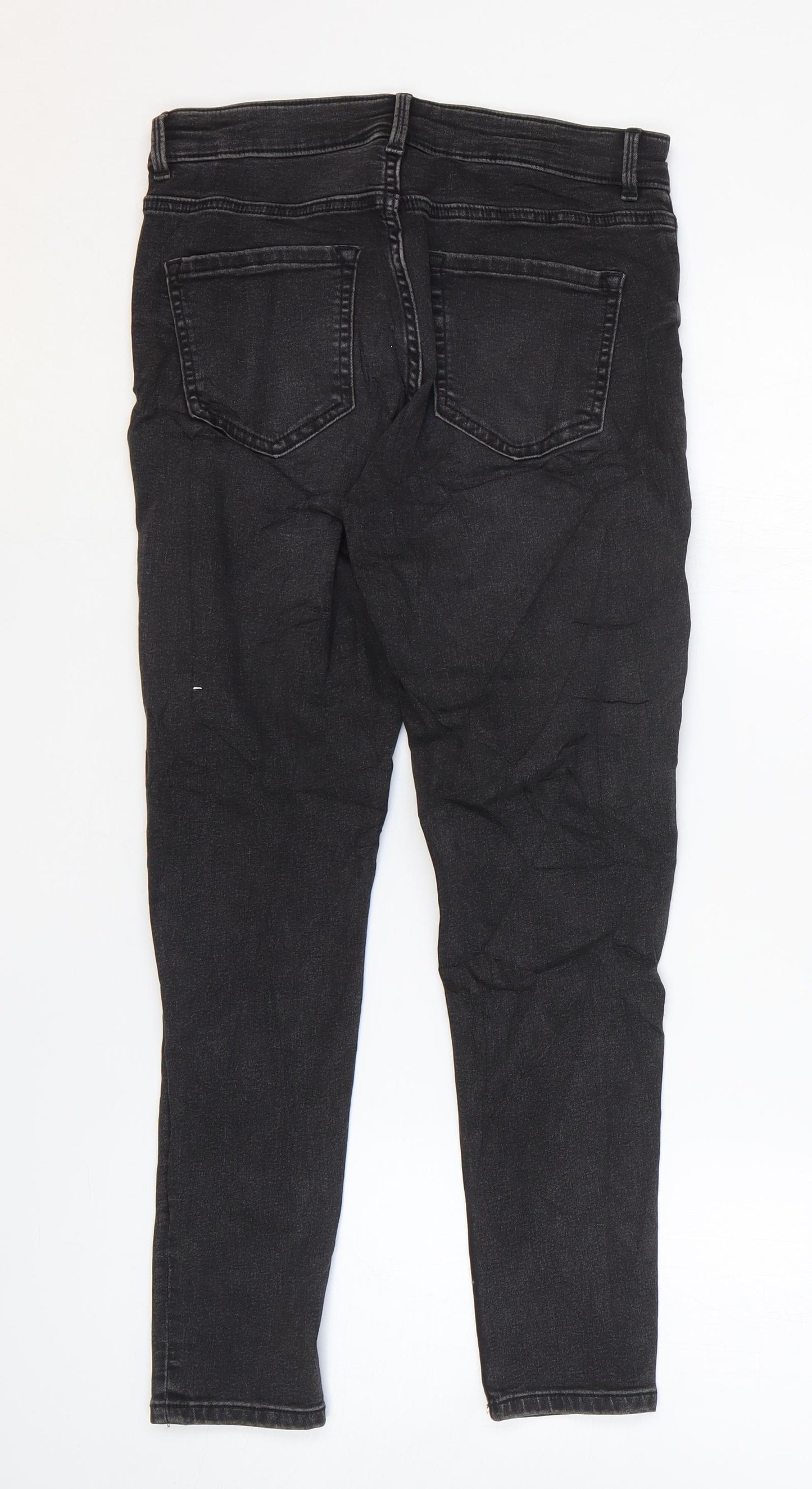 Marks and Spencer Womens Black Cotton Skinny Jeans Size 10 L25 in Regular Zip