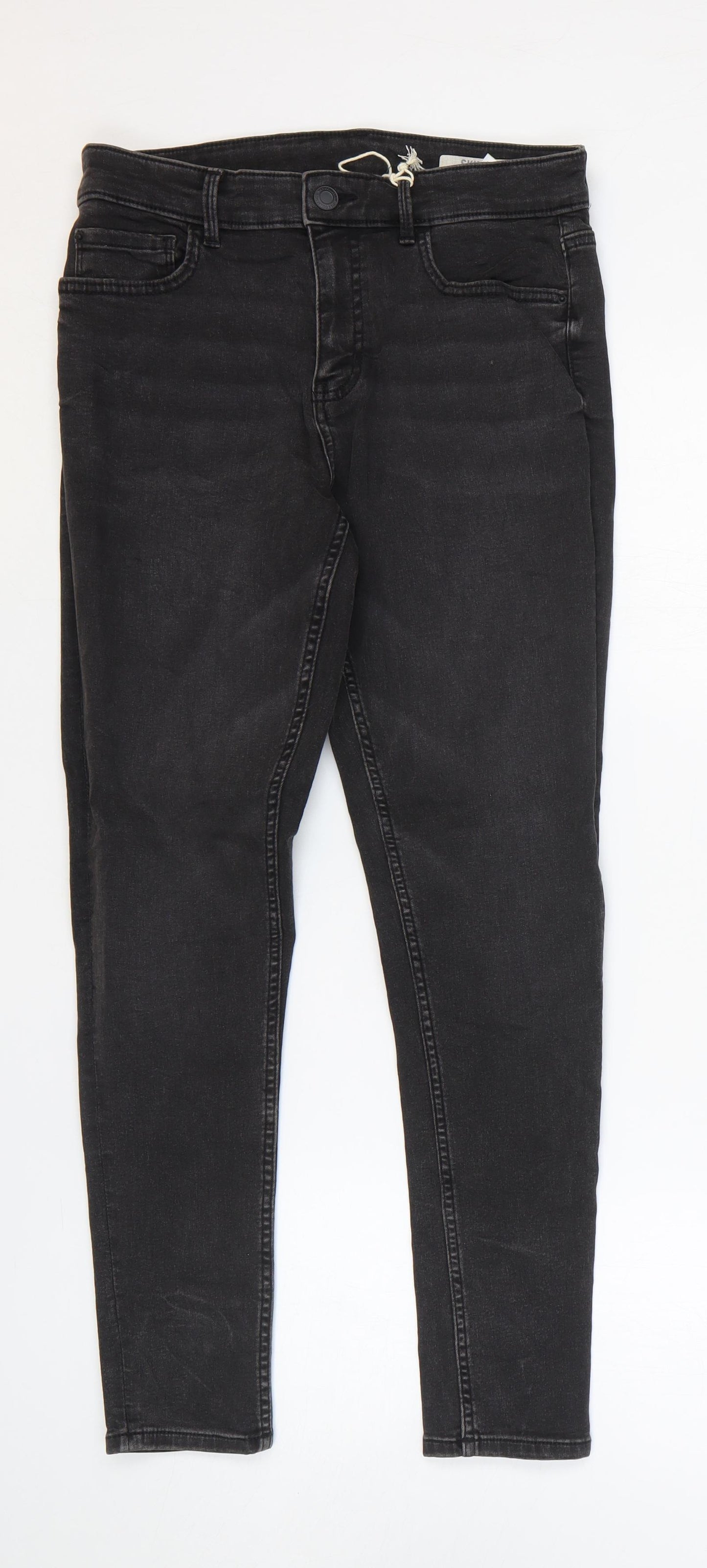Marks and Spencer Womens Black Cotton Skinny Jeans Size 12 L26 in Regular Zip