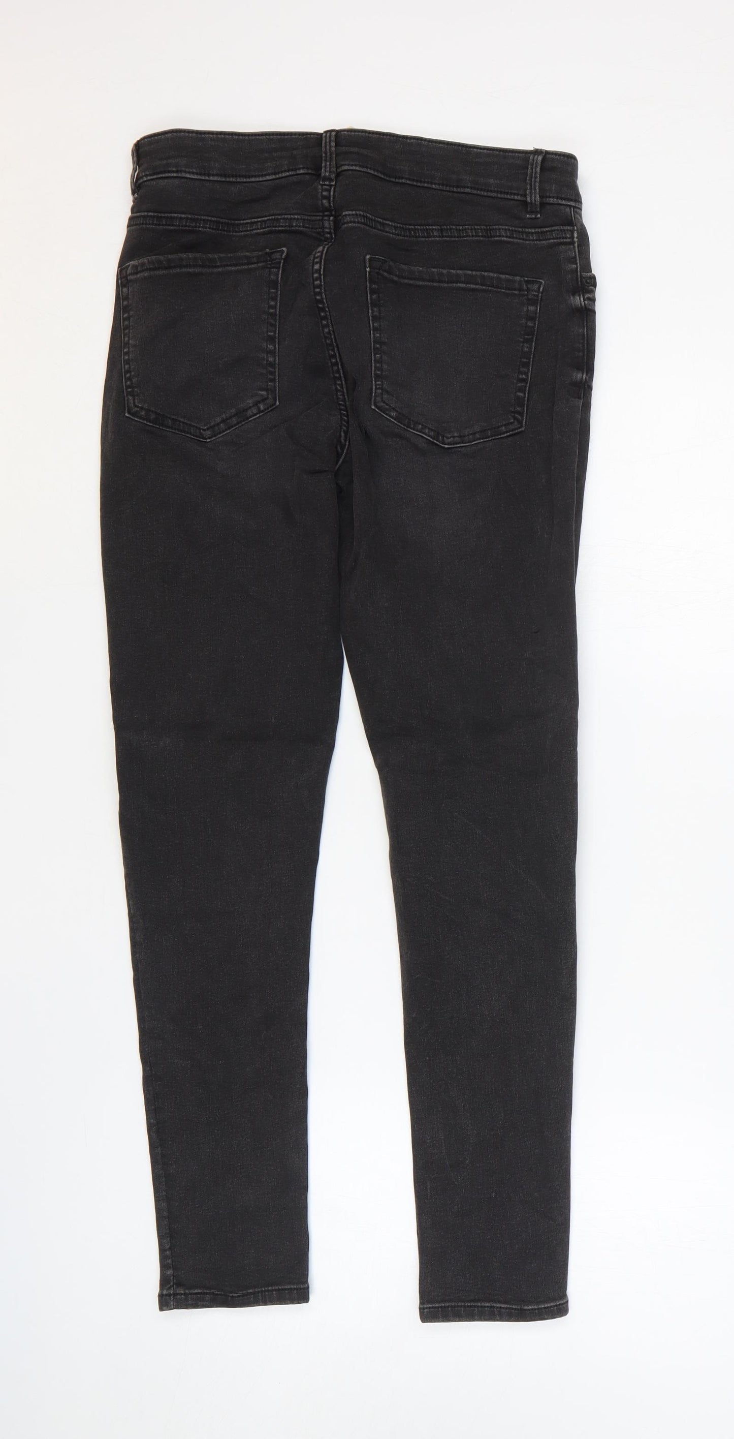 Marks and Spencer Womens Black Cotton Skinny Jeans Size 12 L26 in Regular Zip