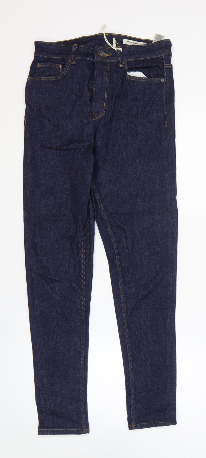 Marks and Spencer Womens Blue Cotton Skinny Jeans Size 10 L28 in Regular Zip