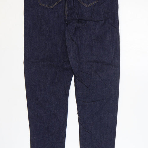 Marks and Spencer Womens Blue Cotton Skinny Jeans Size 10 L28 in Regular Zip