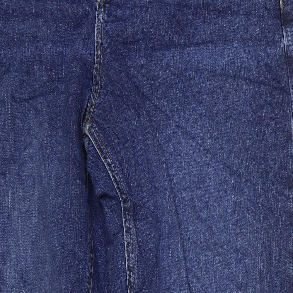Marks and Spencer Womens Blue Cotton Boyfriend Jeans Size 12 L27 in Regular Zip